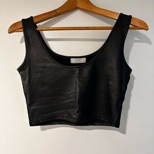 Black Faux Leather Crop Top